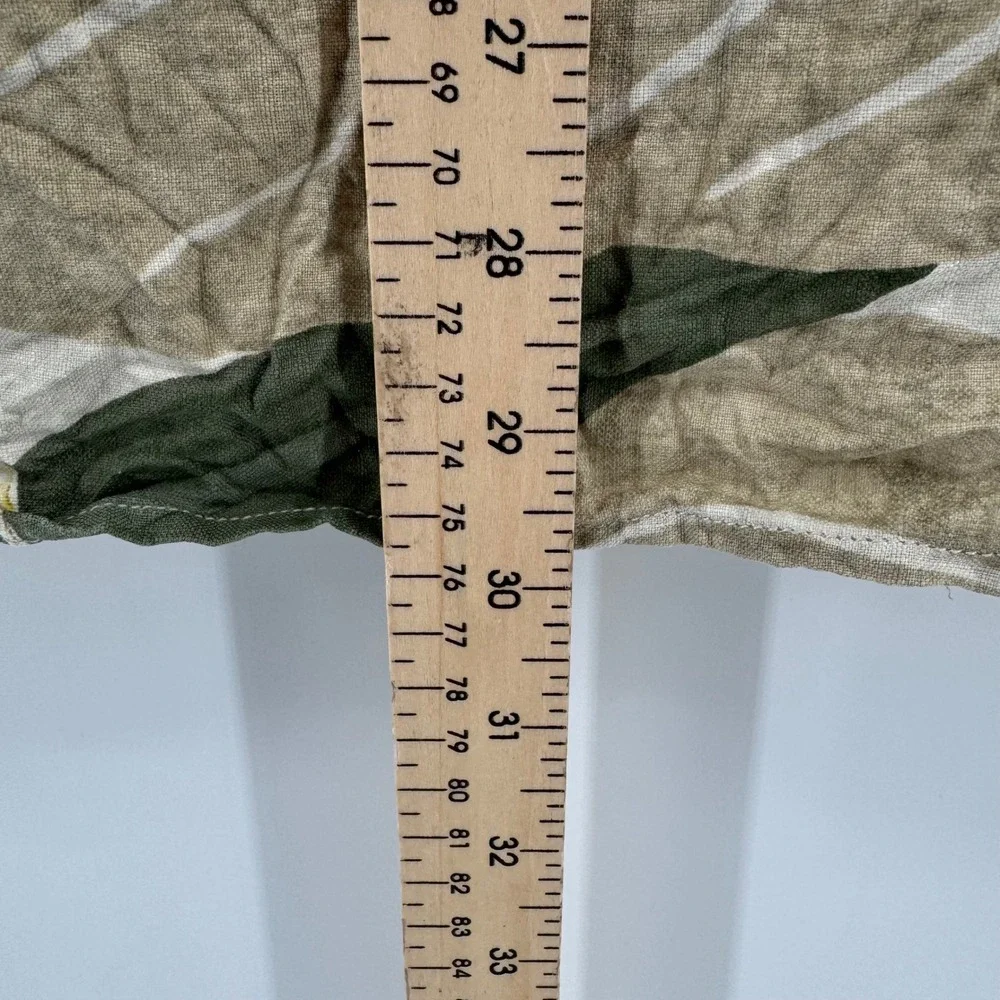 Tommy Bahama Silk Floral Shirt Men Large Green Tan Botanical Camp Aloha Hawaiian